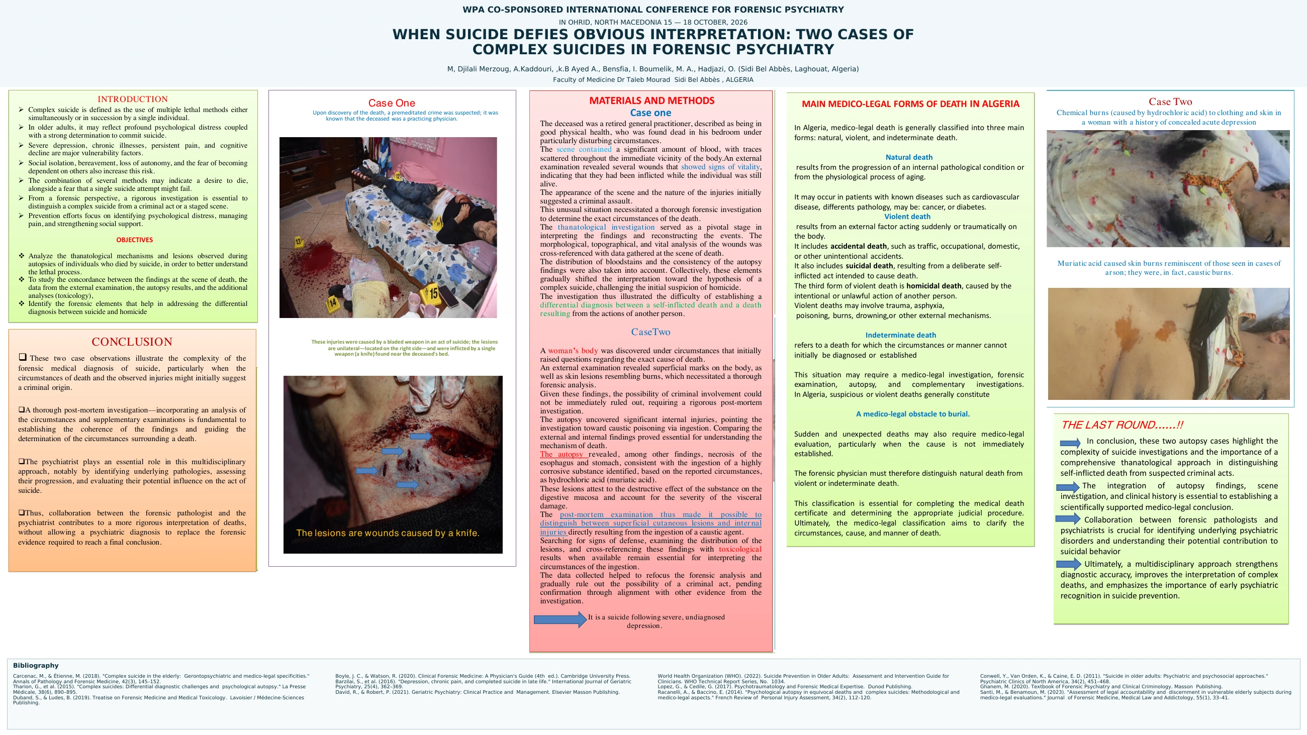 When Suicide Defies Obvious Interpretation: Two Cases of Complex Suicides in Forensic Psychiatry — Djilali Merzoug Mohammed