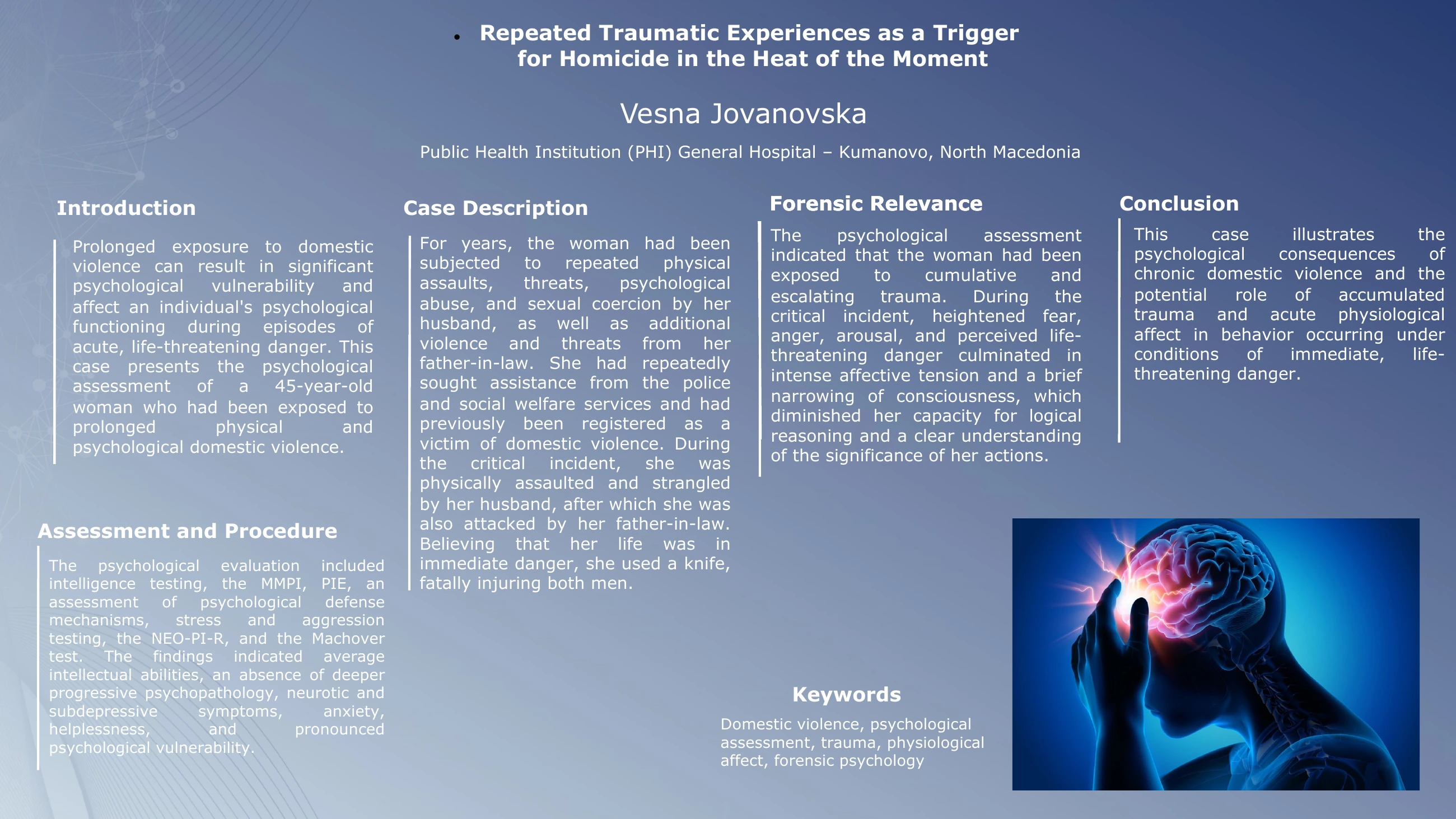 Repeated Traumatic Experiences as a Trigger for Homicide in the Heat of the Moment — Vesna Jovanovska